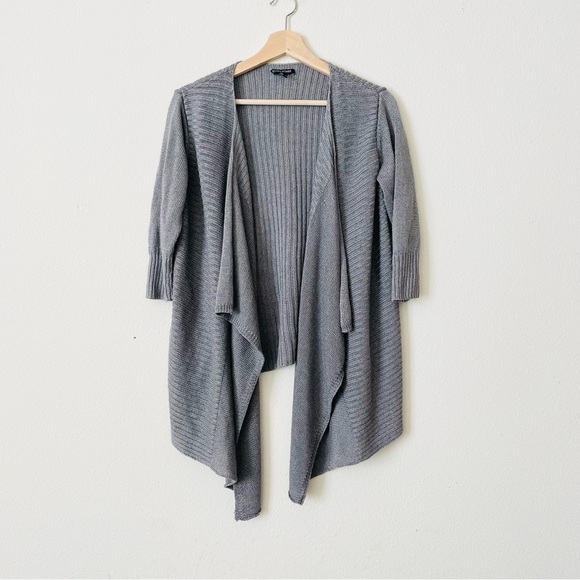 Eileen Fisher Sweaters - Eileen Fisher SMALL gray ribbed knit linen silk blend cardigan